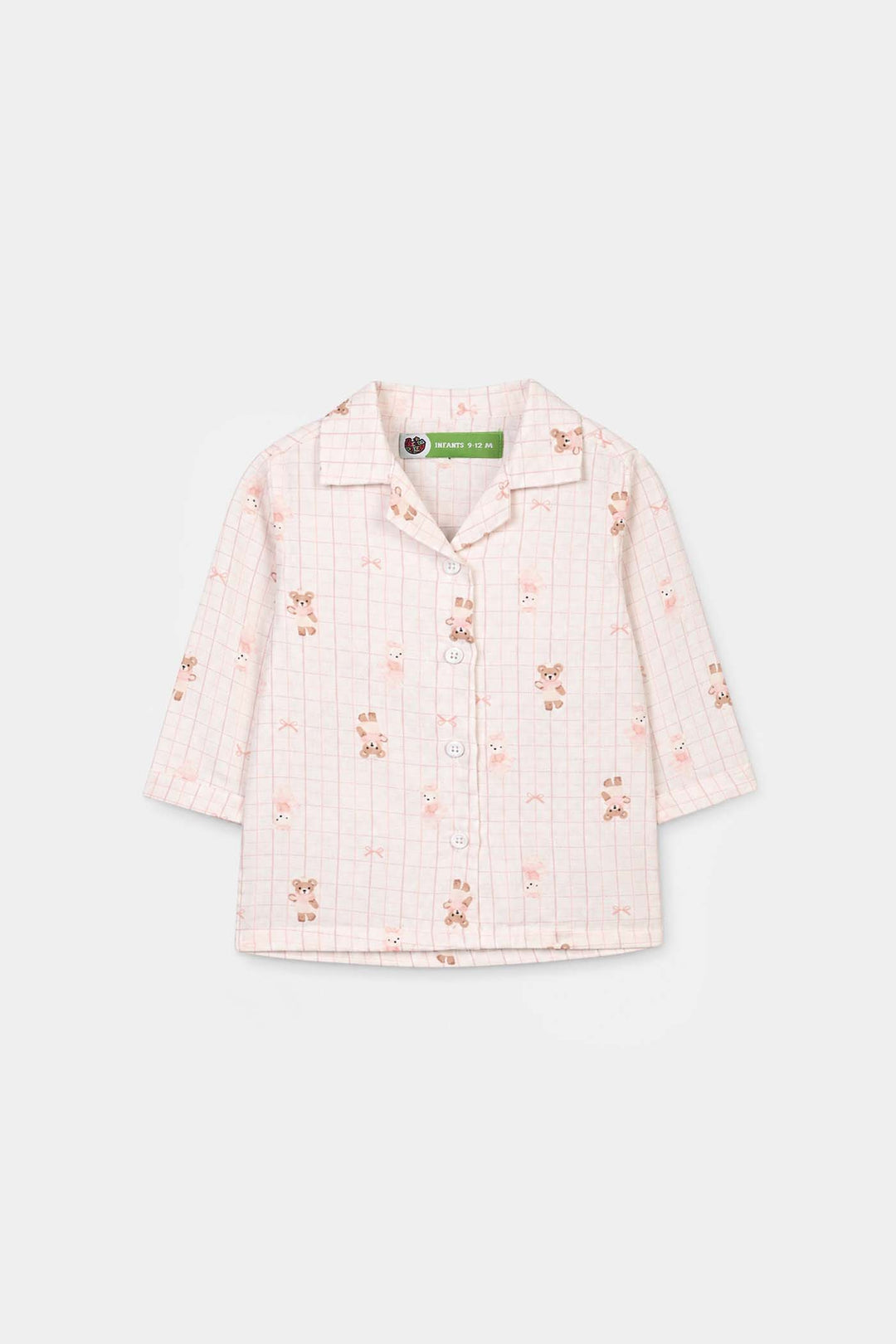 Infant Girls Linen Viscose Nightwear Teddy - Off White