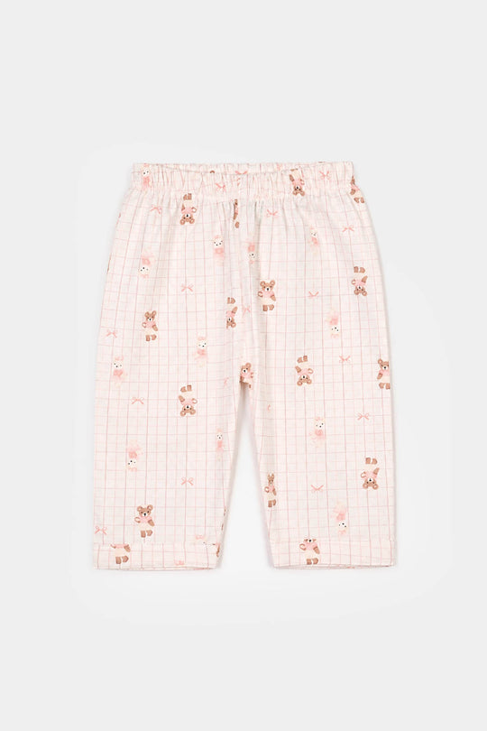 Infant Girls Linen Viscose Nightwear Teddy - Off White