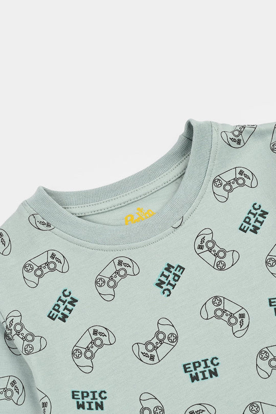 Boys Poly Cotton Jersey Night Suit EPIC WIN- Grey Mist