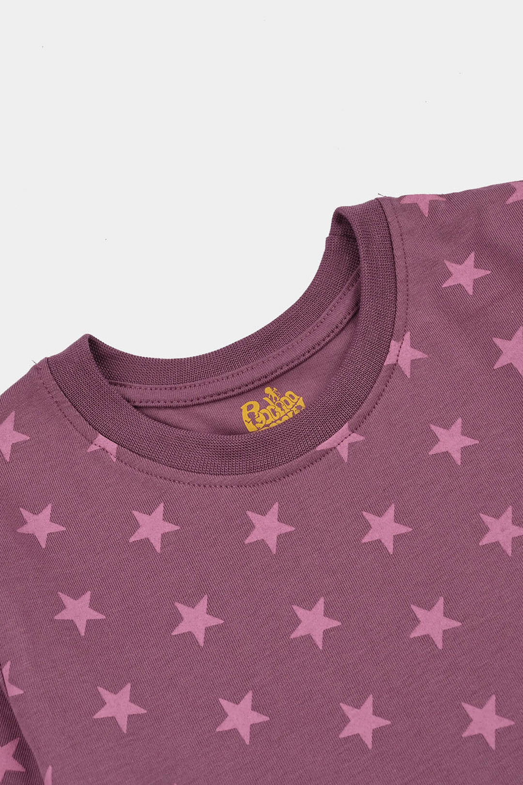 Girls Poly Cotton Jersey Night Suit Stars-Purple