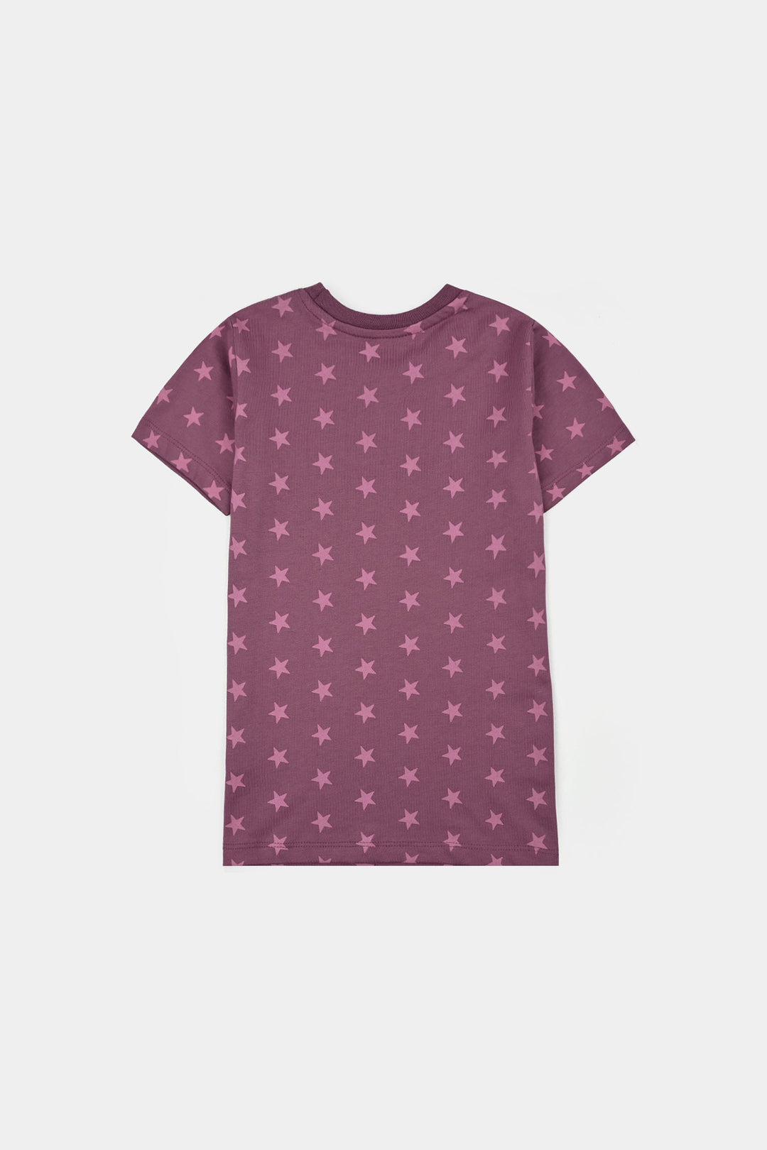 Girls Poly Cotton Jersey Night Suit Stars-Purple