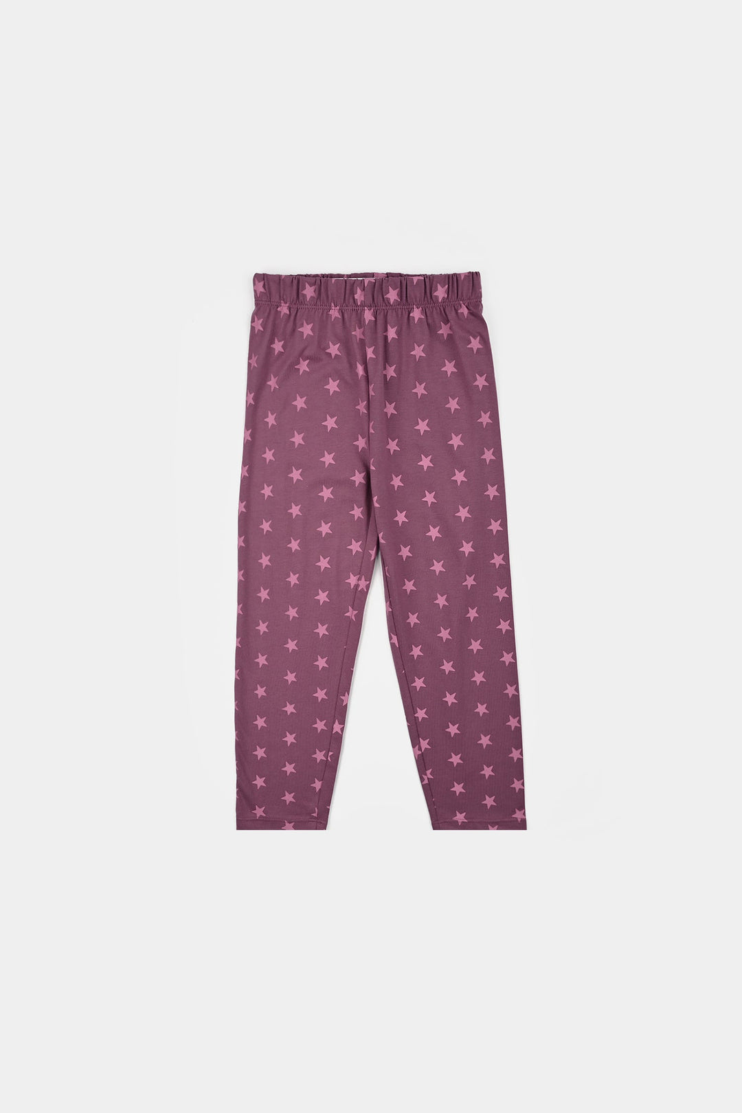 Girls Poly Cotton Jersey Night Suit Stars-Purple