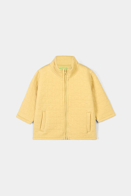 Infant Boys Quilted Jacket Yellow Mockneck-Yellow