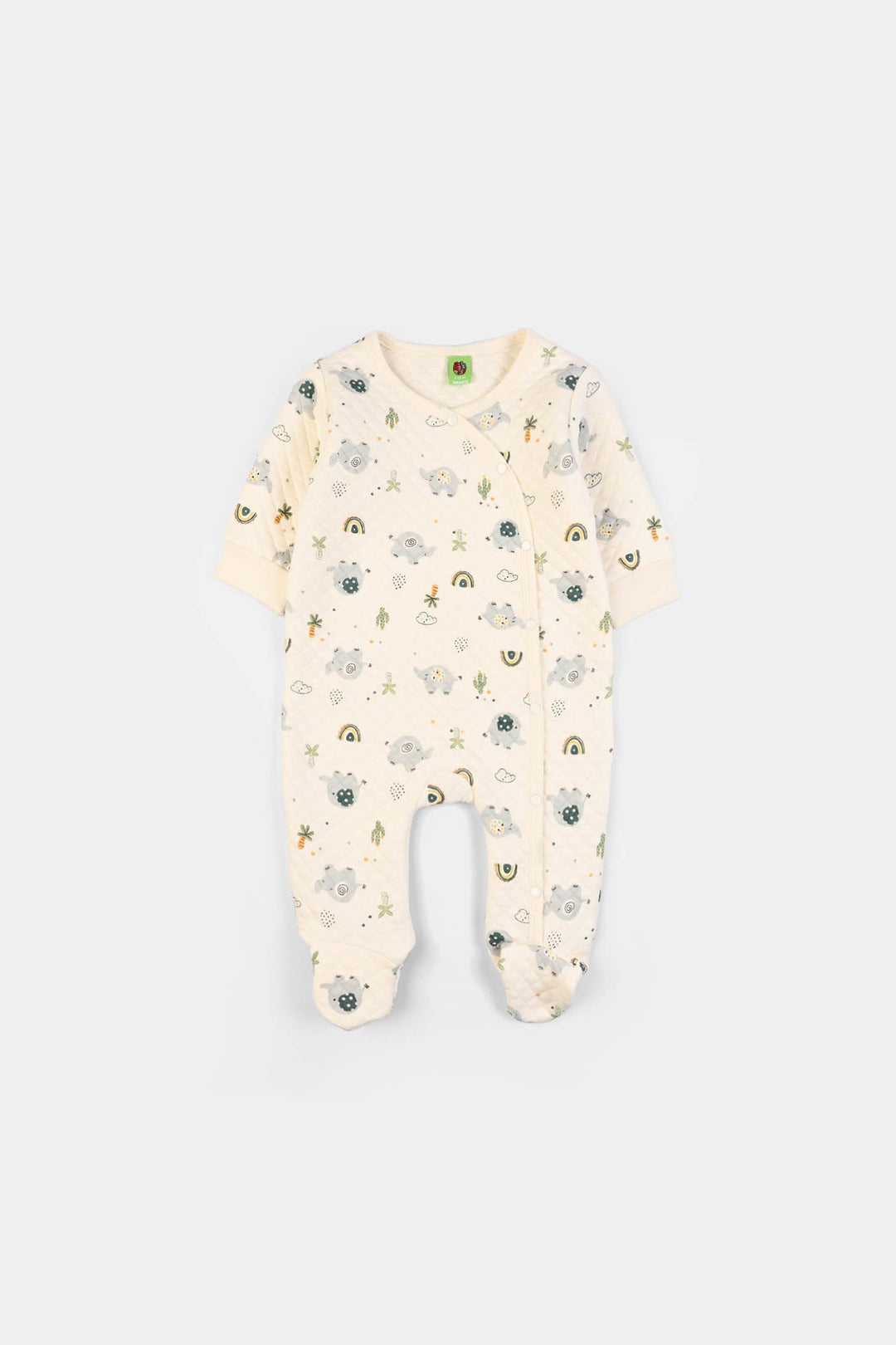 Infant Boys Quilted Romper Elephant- Cream