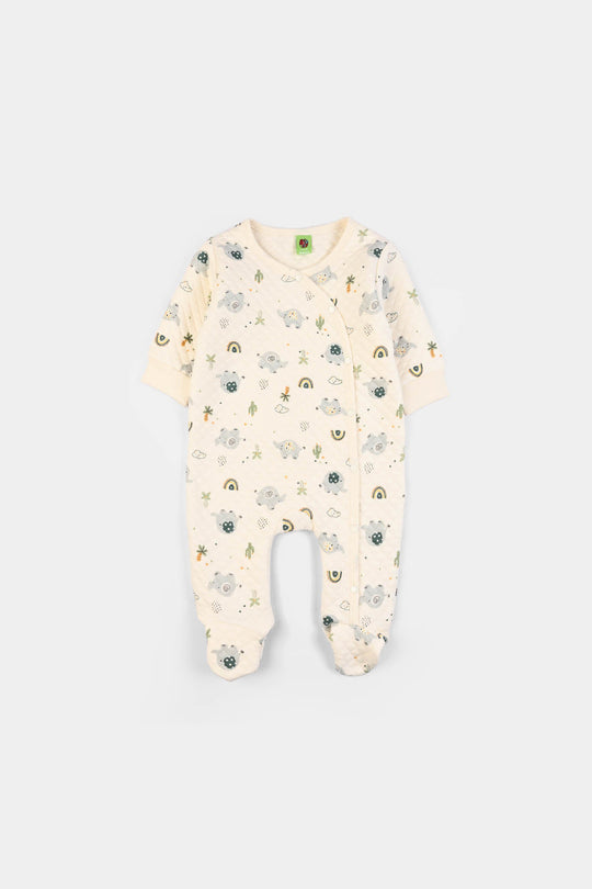 Infant Boys Quilted Romper Elephant- Cream