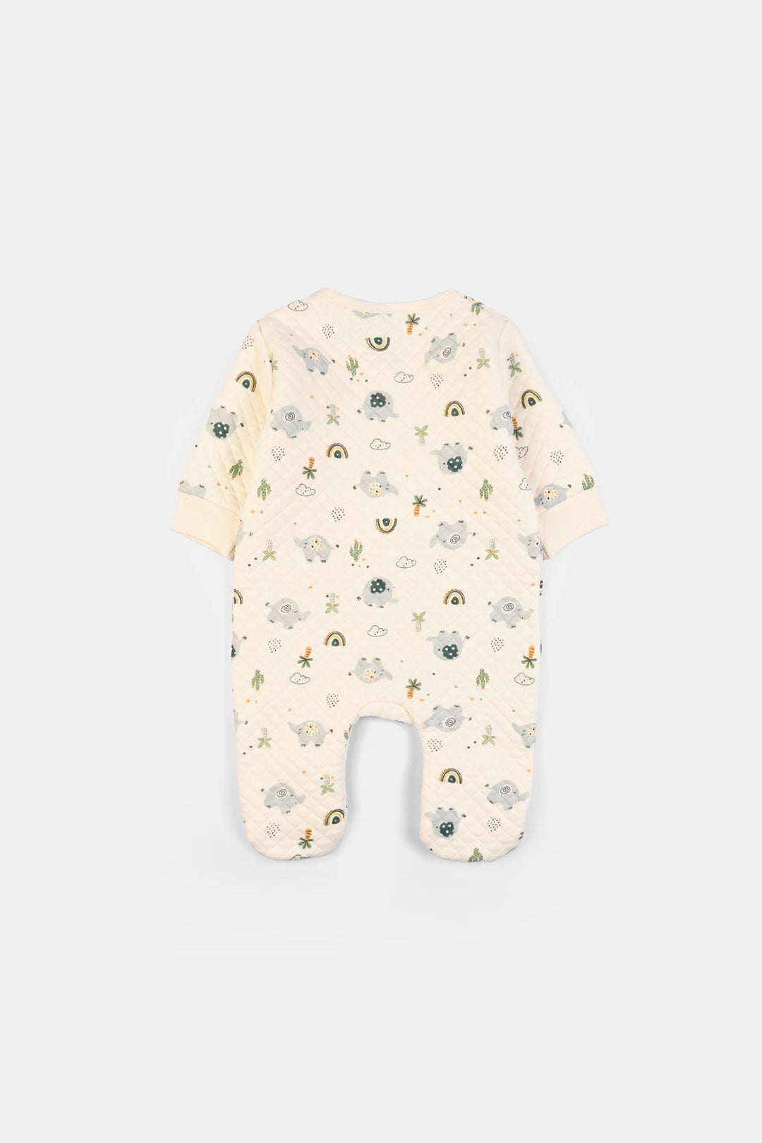 Infant Boys Quilted Romper Elephant- Cream