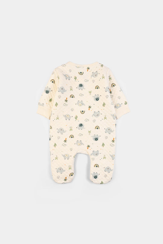 Infant Boys Quilted Romper Elephant- Cream