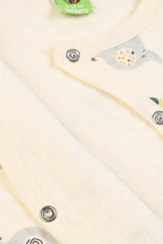Infant Boys Quilted Romper Elephant- Cream