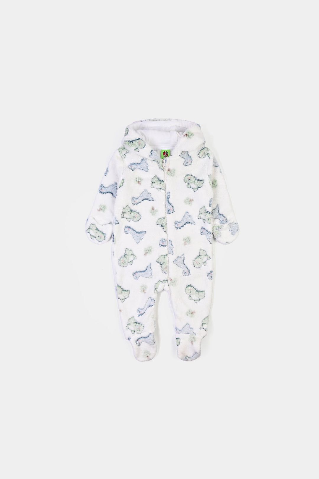 Infant Boys Sherpa Romper DINO-White