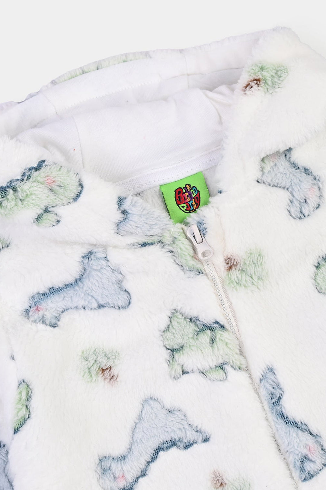 Infant Boys Sherpa Romper DINO-White