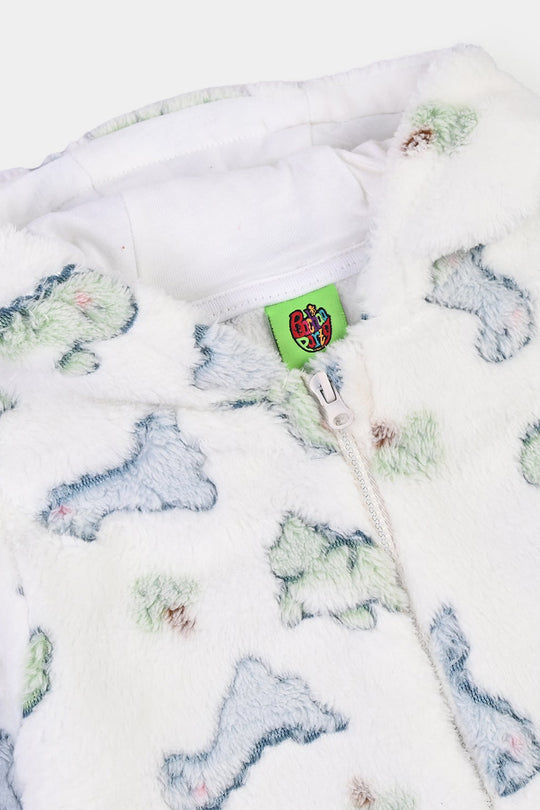 Infant Boys Sherpa Romper DINO-White