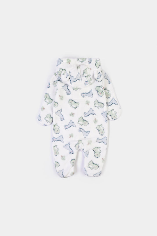 Infant Boys Sherpa Romper DINO-White