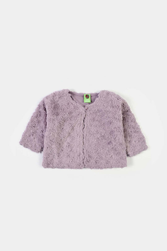 Infant Girls Sherpa Jacket Purple Coat-Purple