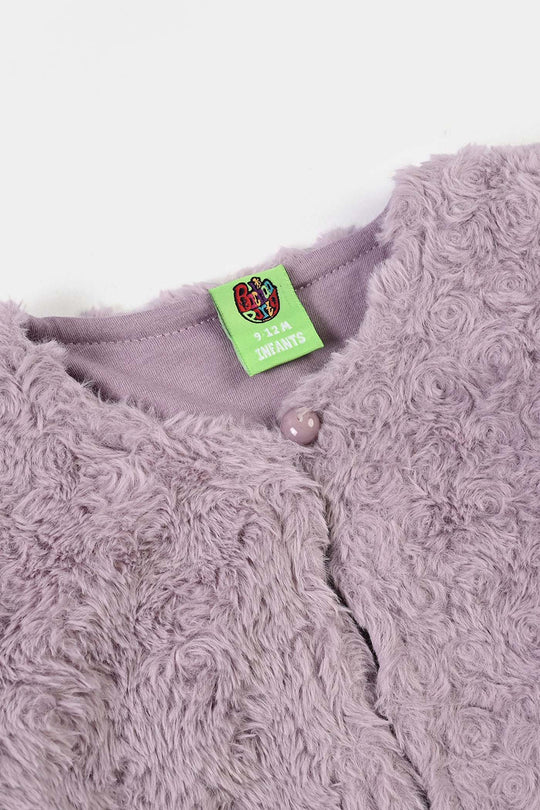 Infant Girls Sherpa Jacket Purple Coat-Purple