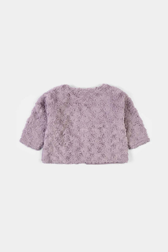 Infant Girls Sherpa Jacket Purple Coat-Purple