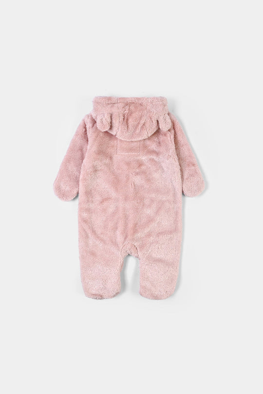 Infant Girls Sherpa Romper Tinsel-Pink