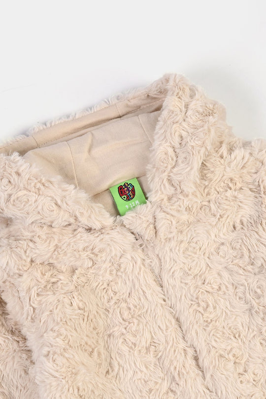 Infant Girls Sherpa Romper Cozy Vibe-OFF-White
