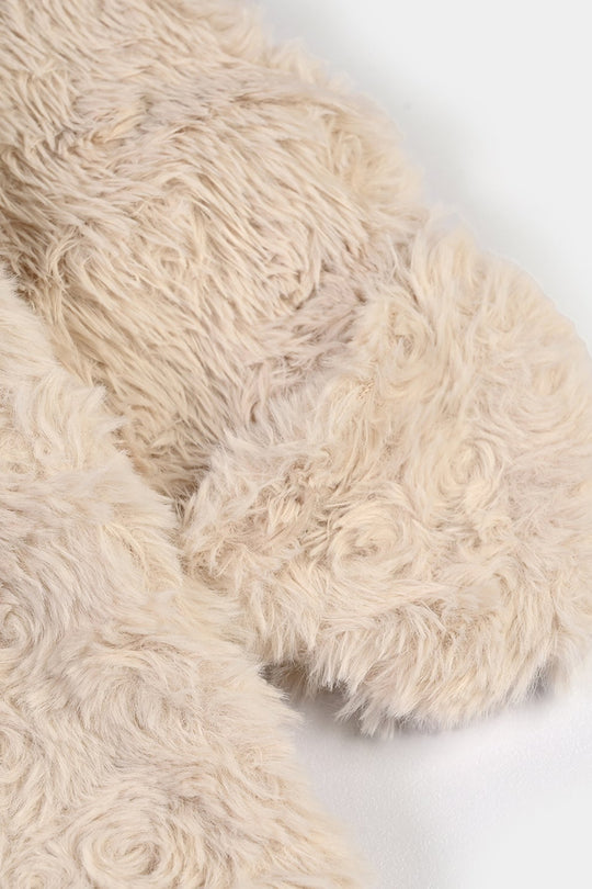 Infant Girls Sherpa Romper Cozy Vibe-OFF-White