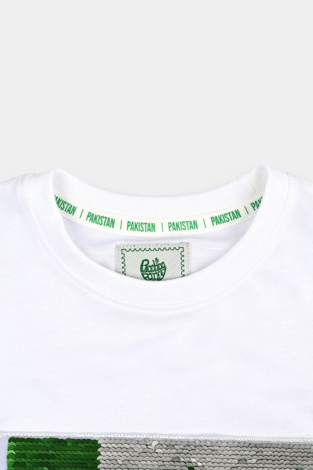 Boys White Sequins Flag T-Shirt – White