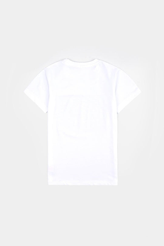 Boys White Sequins Flag T-Shirt – White