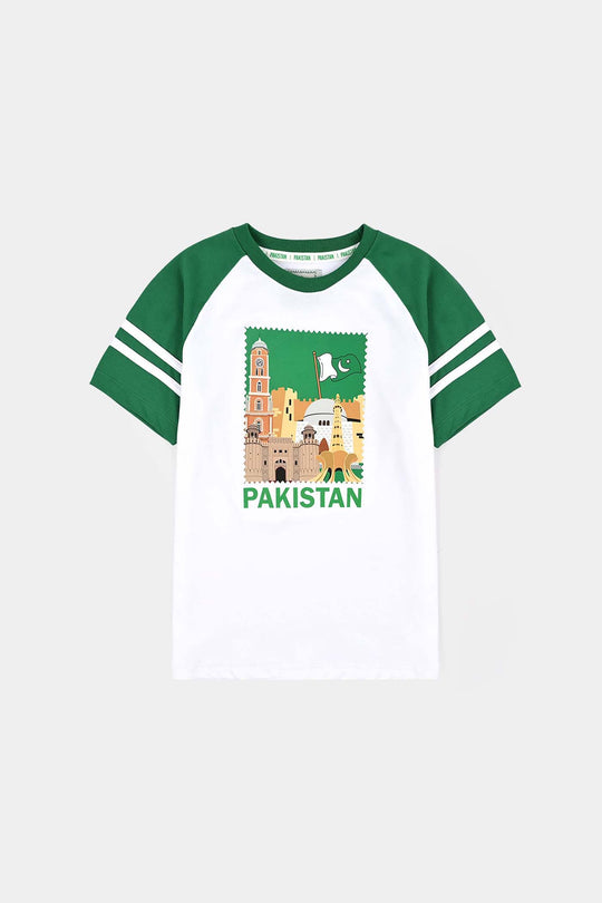Boys Cotton Jersey T-Shirt Monuments-White
