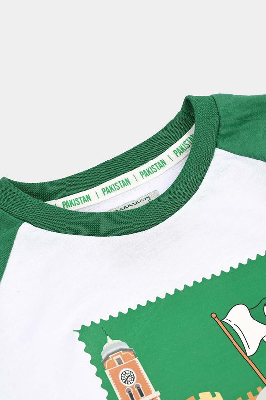Boys Cotton Jersey T-Shirt Monuments-White