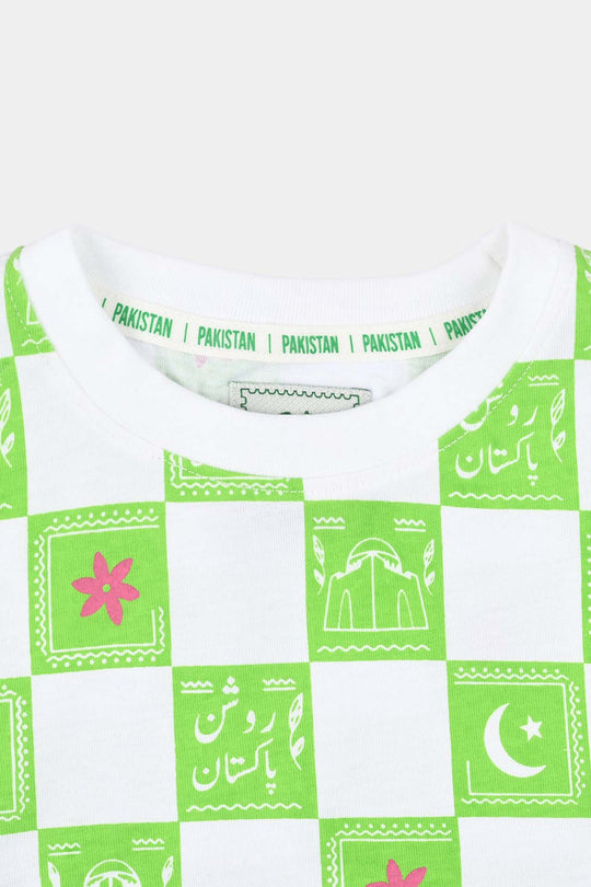 Girls Roshan Pakistan T-Shirt – Green & White