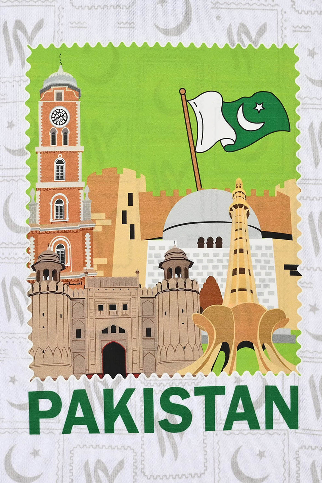 Infant Boys Monuments of Pakistan Suit – White