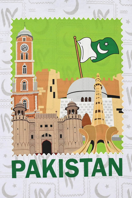 Infant Boys Monuments of Pakistan Suit – White