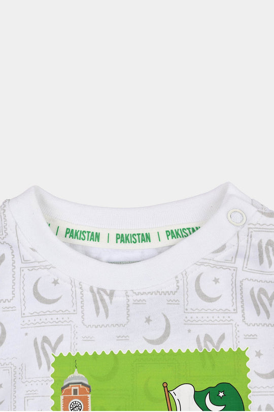Infant Boys Monuments of Pakistan Suit – White