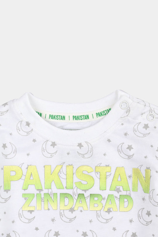 Infant Boys Pakistan Zindabad T-Shirt – White