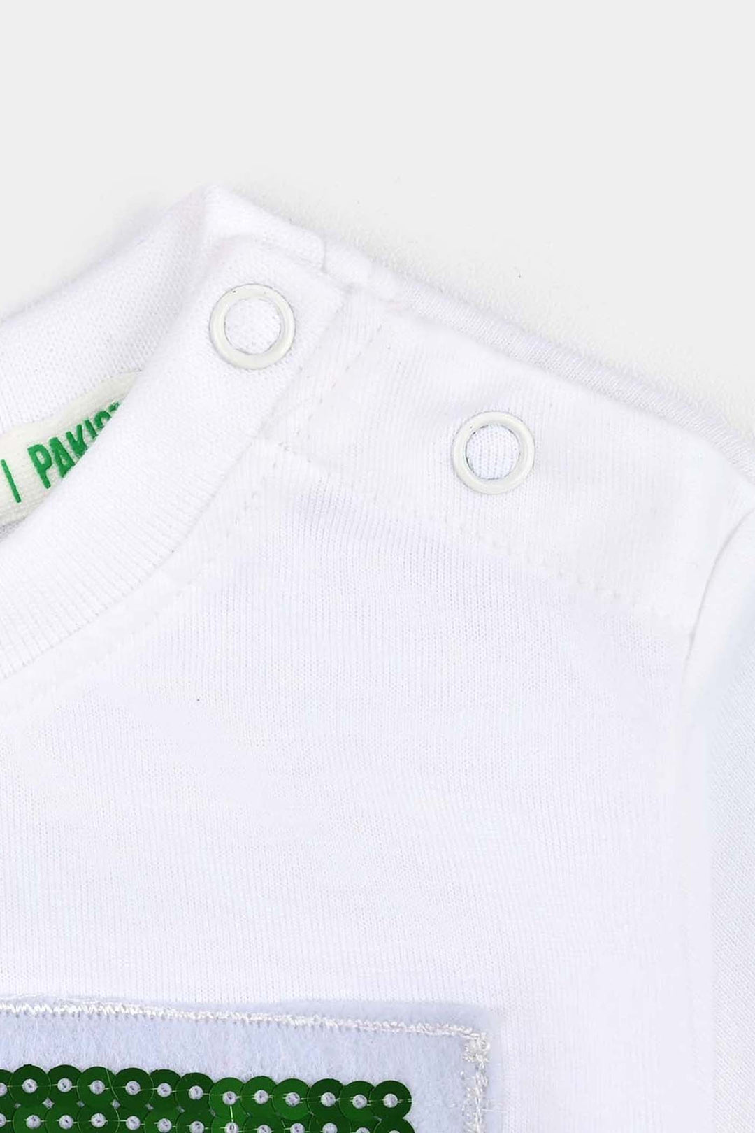Infant Boys White Sequins Flag T-Shirt – White