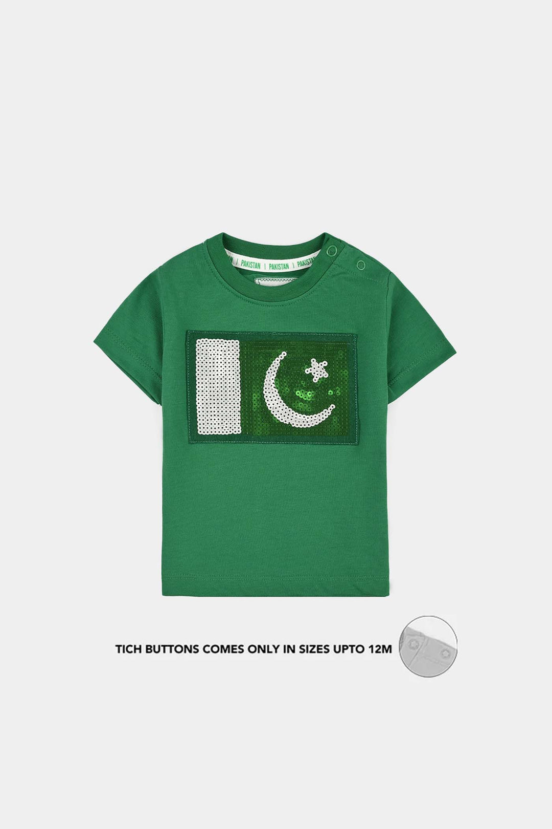 Infant Boys Sequins Flag T-Shirt – Green