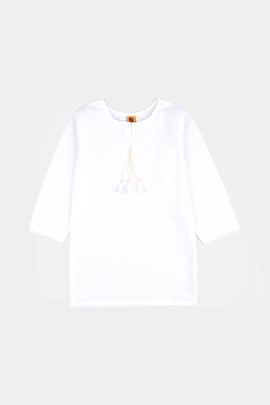 Girls Cotton 2Pcs Basic-White