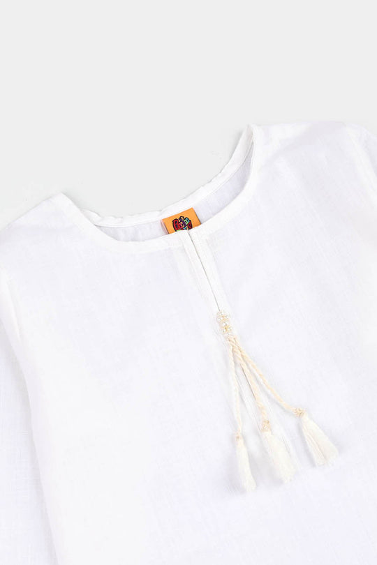 Girls Cotton 2Pcs Basic-White