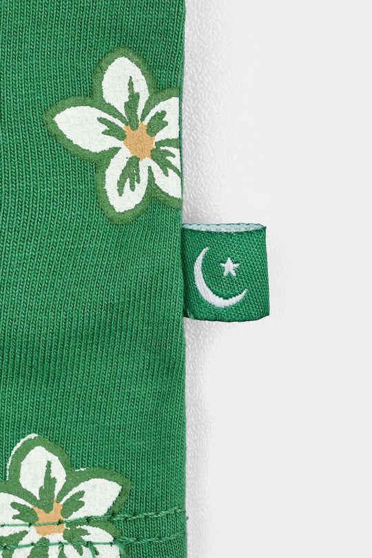 Girls Cotton Jersey T-Shirt H/S Sabki Pehchan Pakistan-Green