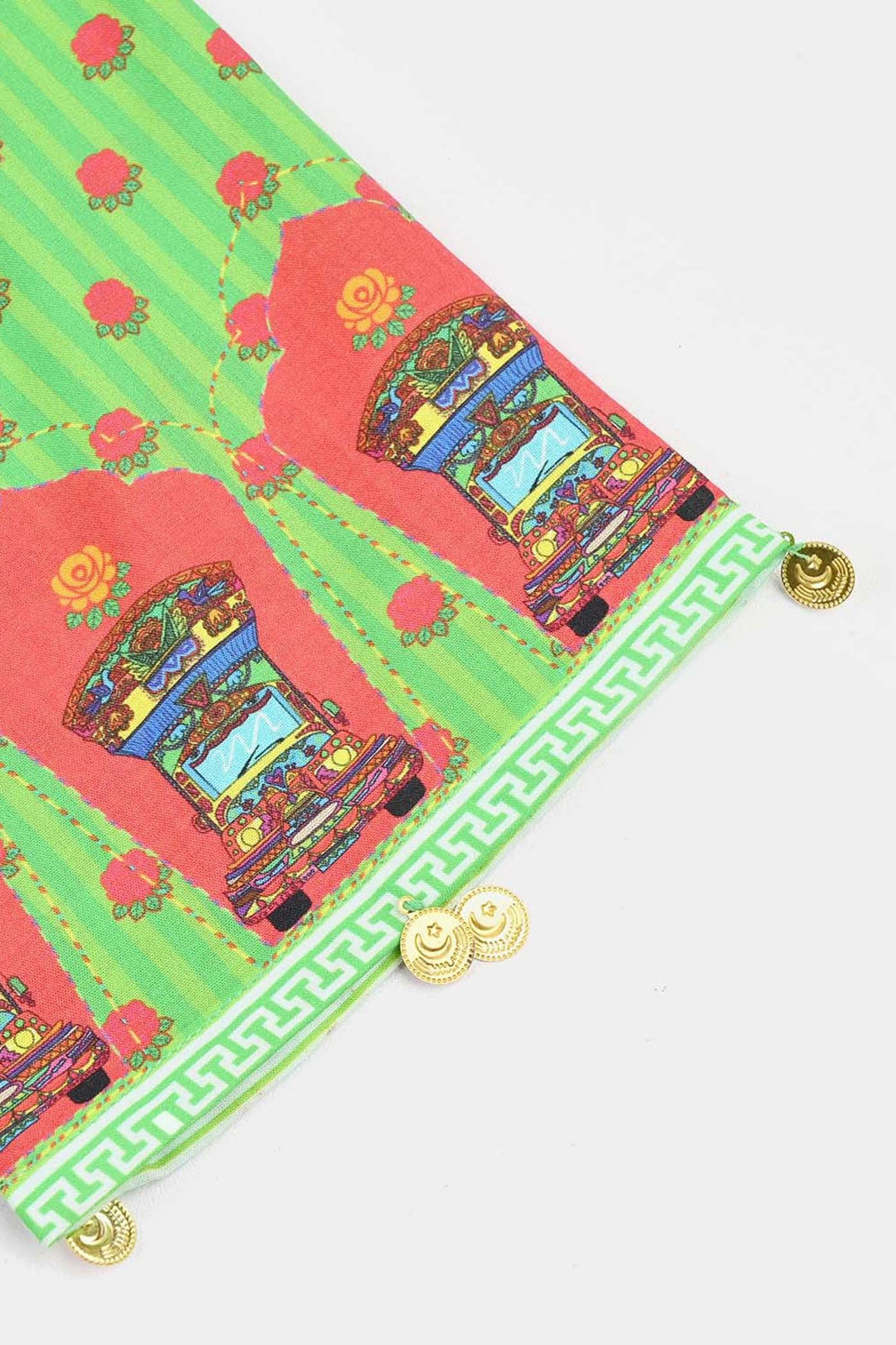 Girls Cotton Independence Kurti Rose-Green