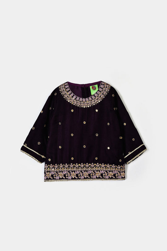 Infant Girls Velvet 2Pcs Noor-E-Bachpan