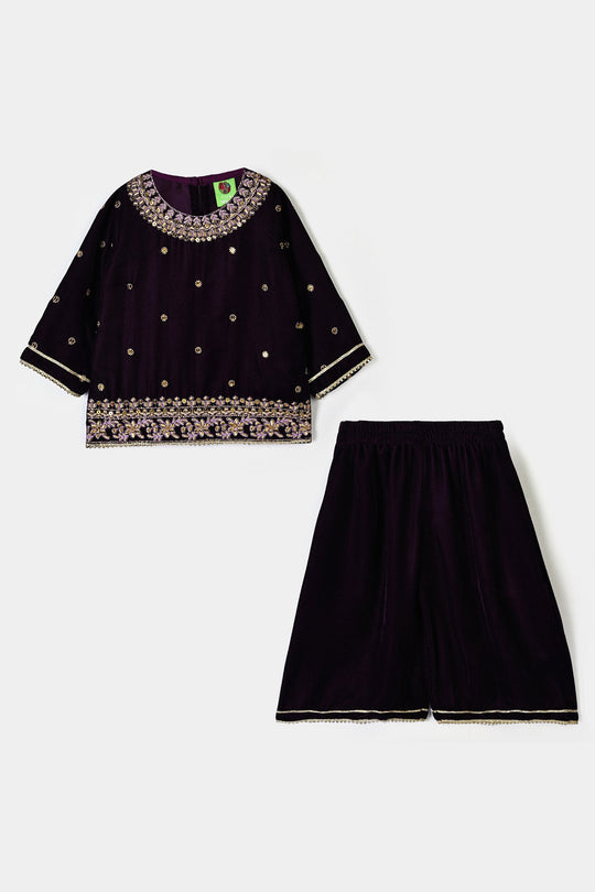 Infant Girls Velvet 2Pcs Noor-E-Bachpan