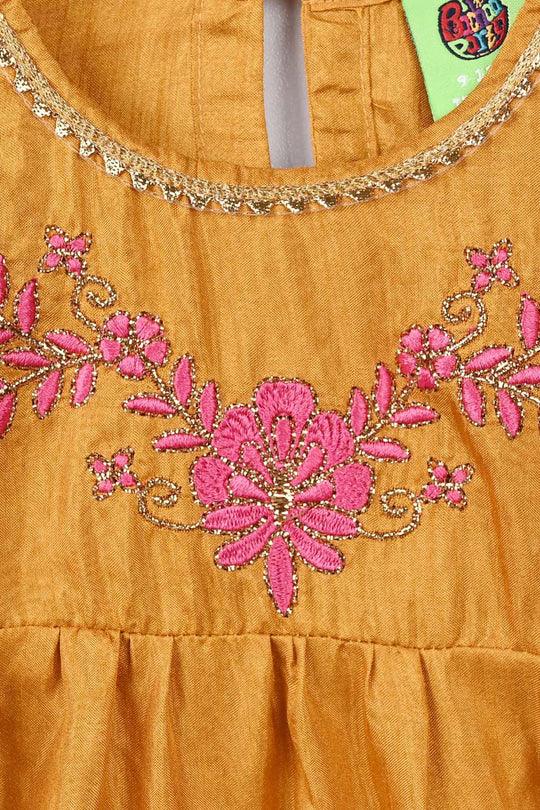 Infant Girls Raw Silk 2 Pcs Rani - Dark Mustard