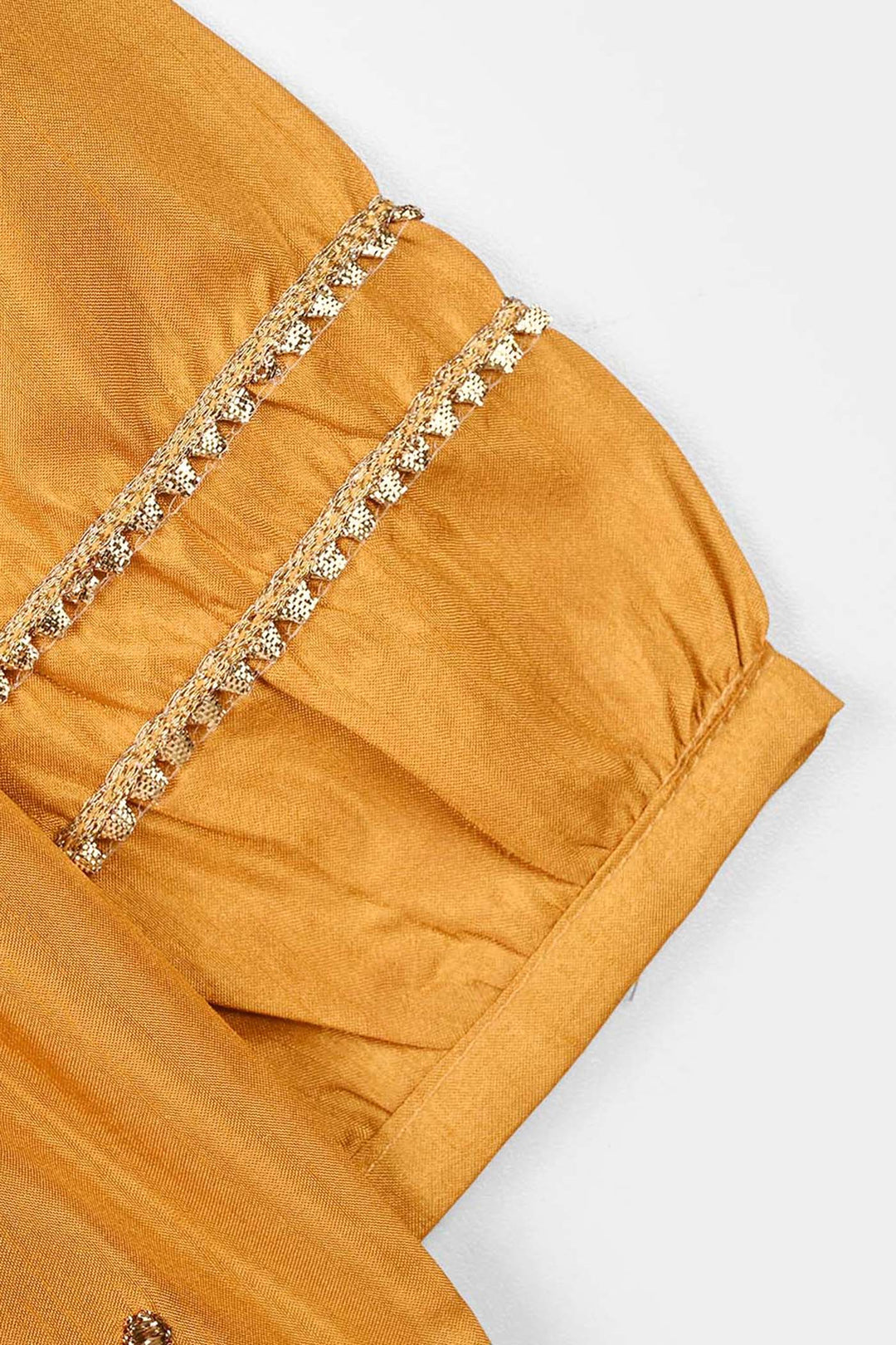Infant Girls Raw Silk 2 Pcs Rani - Dark Mustard