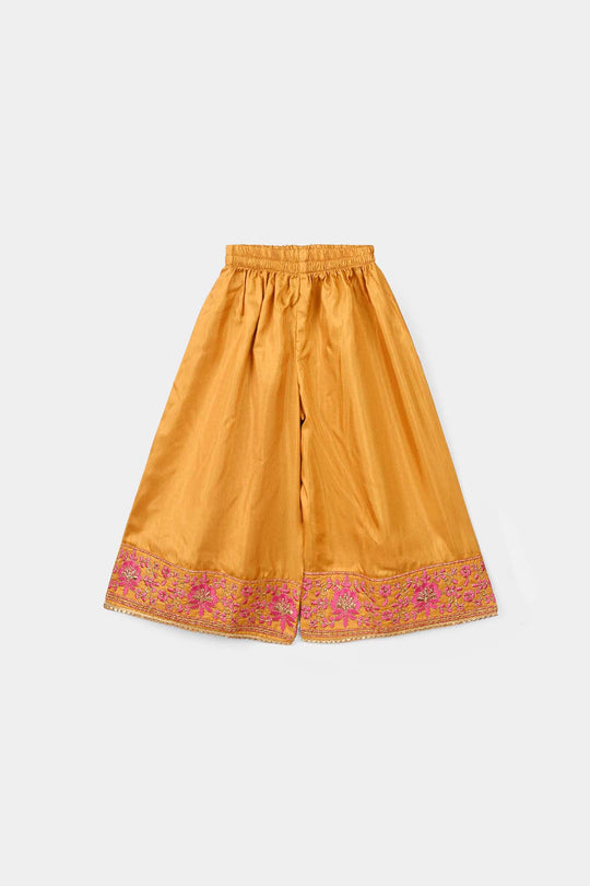Infant Girls Raw Silk 2 Pcs Rani - Dark Mustard