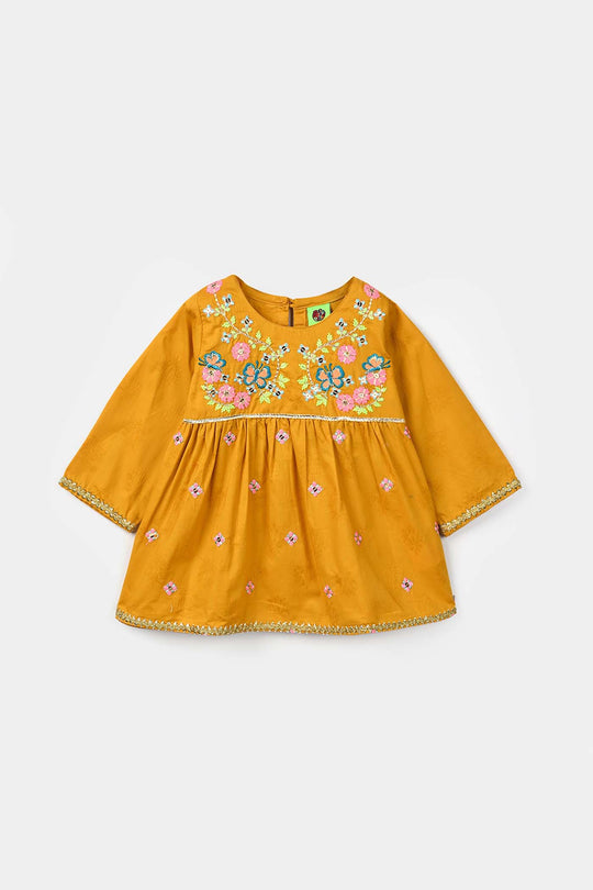 Infant Girls Jacquard 2 Pcs Little Garden - Mustard