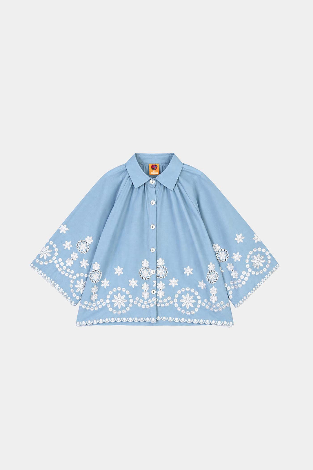 Girls Cotton Emb Top Sky-Dream.Blue