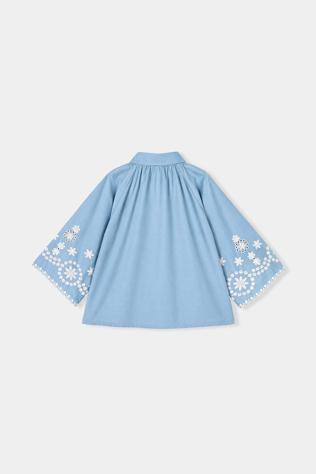 Girls Cotton Emb Top Sky-Dream.Blue