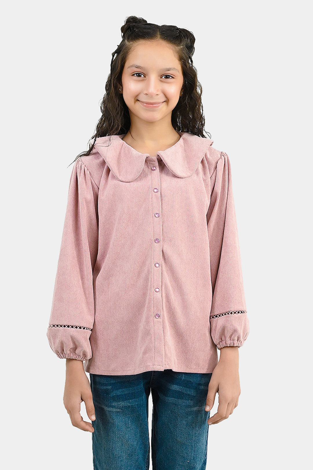 Girls Corduroy Casual Top Flamingo - Tea Pink