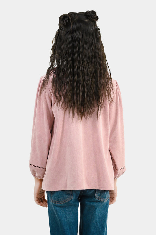 Girls Corduroy Casual Top Flamingo - Tea Pink