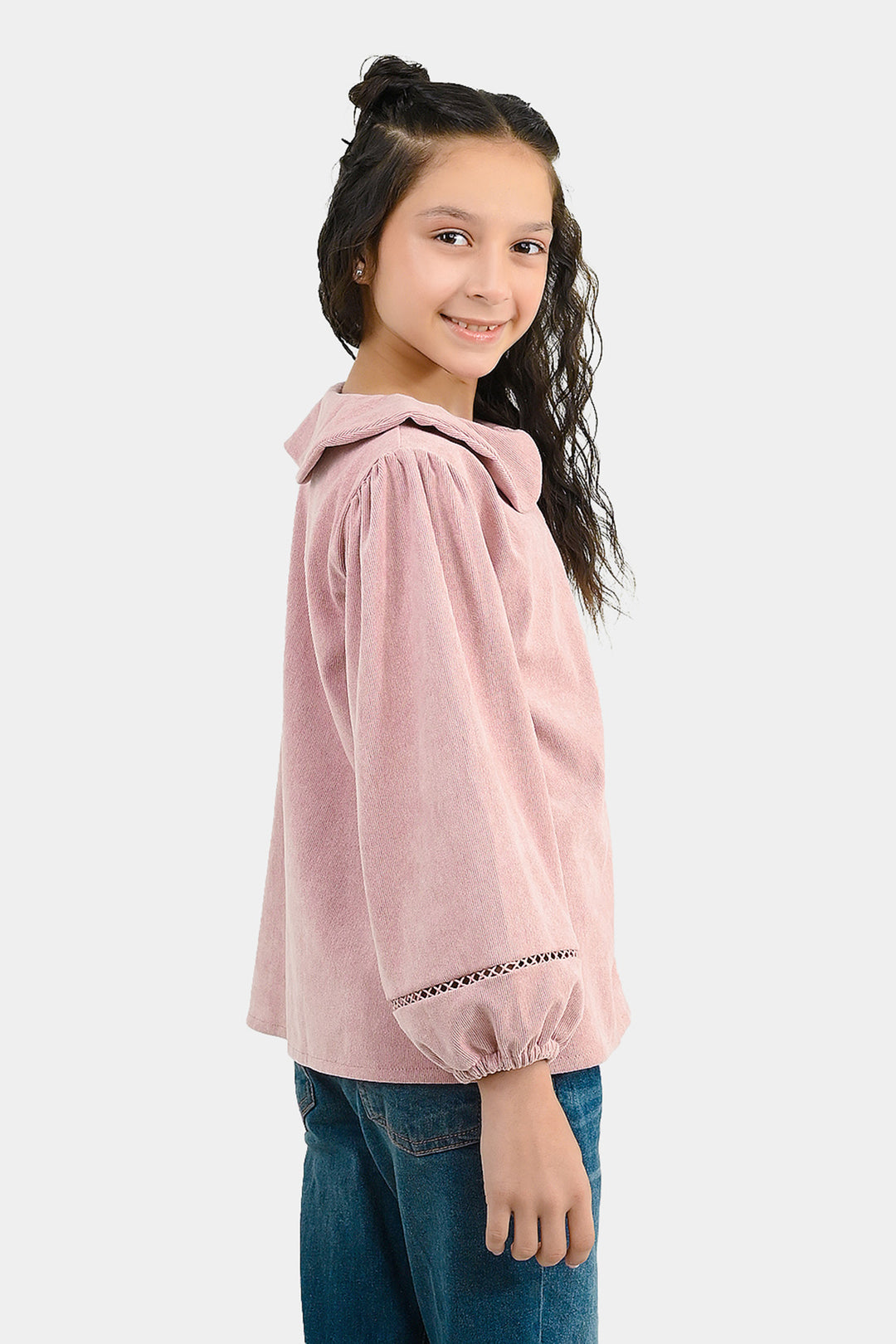 Girls Corduroy Casual Top Flamingo - Tea Pink