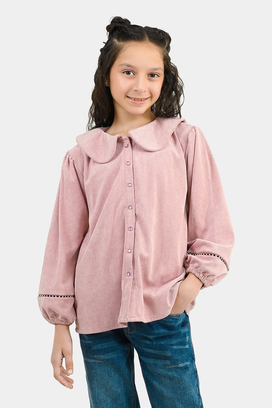 Girls Corduroy Casual Top Flamingo - Tea Pink