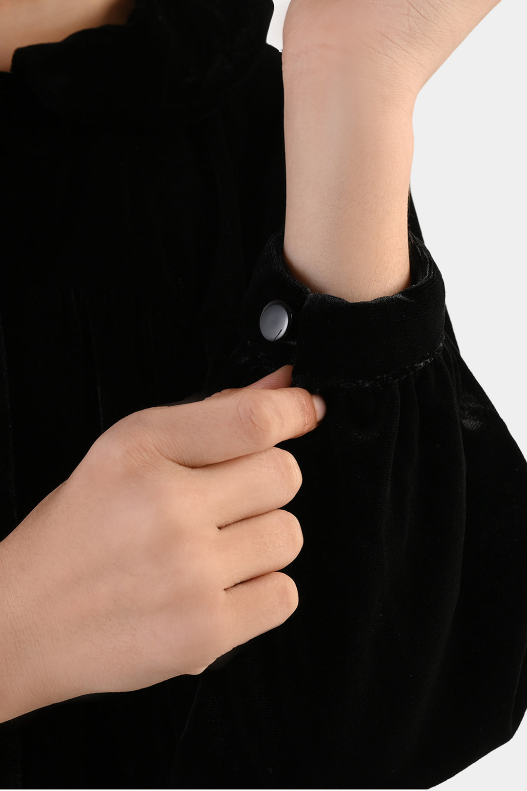 Girls Velvet Casual Top Shimmer-BLACK